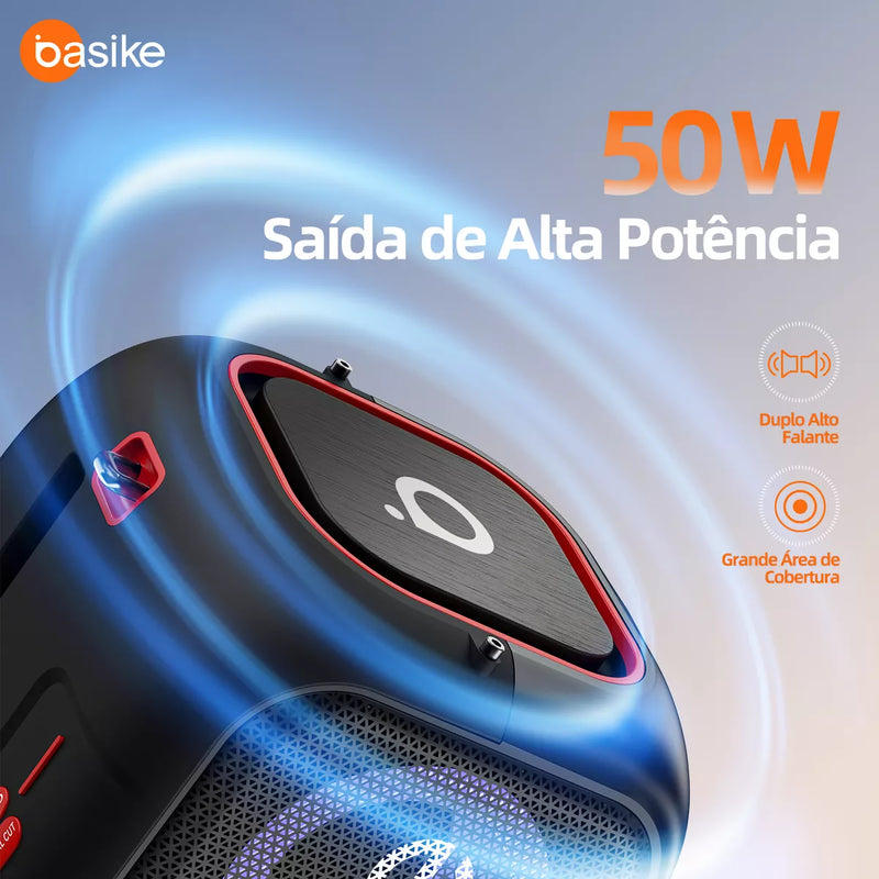 Caixa De Som Portatil Bluetooth Hifi Tws 1+1 Fm Ipx5 Com Rgb