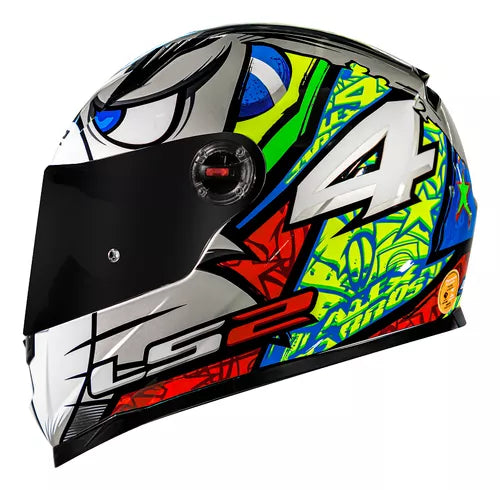 Capacete Masculino Ls2 Ff358 Alex Barros Prata Fechado Moto