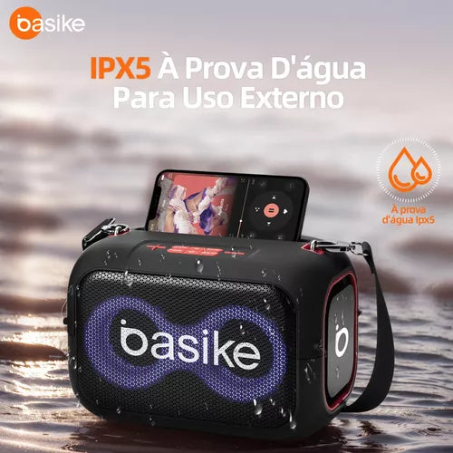 Caixa De Som Portatil Bluetooth Hifi Tws 1+1 Fm Ipx5 Com Rgb