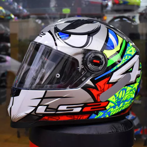 Capacete Masculino Ls2 Ff358 Alex Barros Prata Fechado Moto