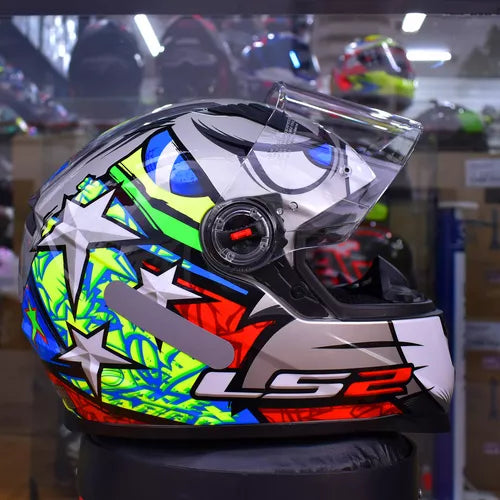 Capacete Masculino Ls2 Ff358 Alex Barros Prata Fechado Moto