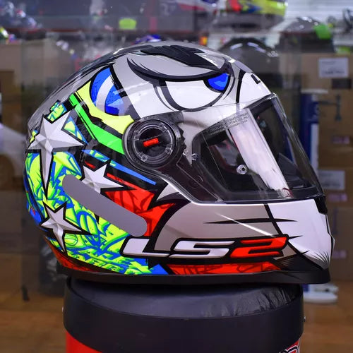 Capacete Masculino Ls2 Ff358 Alex Barros Prata Fechado Moto